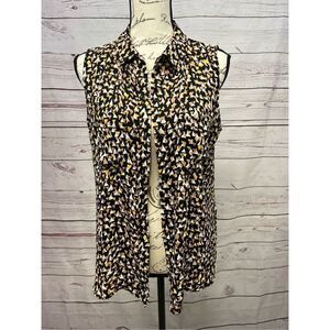 APTTITUDE Women Sleeveless Geometric Print Button Up Shirt‎ Top M